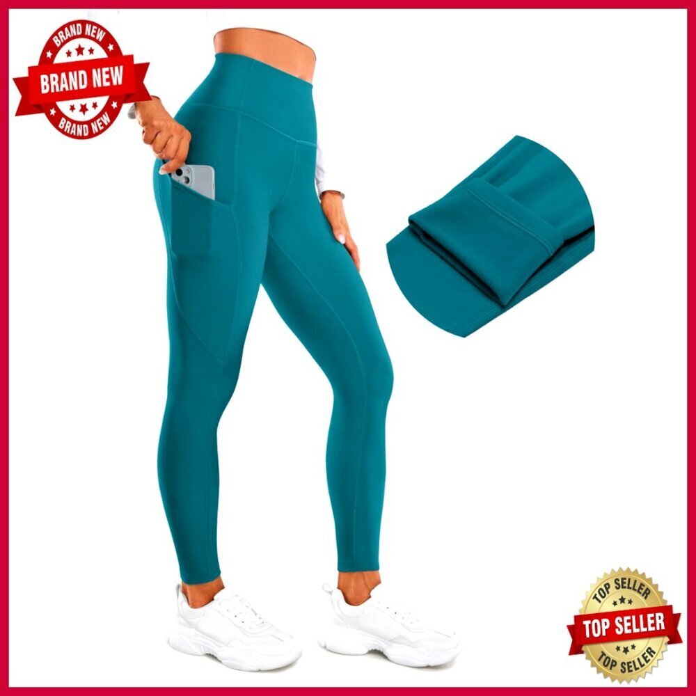 Fleece Lined Leggings with Pockets, 28'' Inseam, High Rise, Thermal